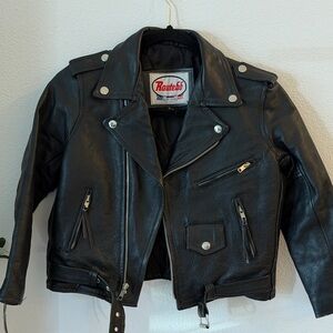 Route 66 Black Leather Jacket // kids size L